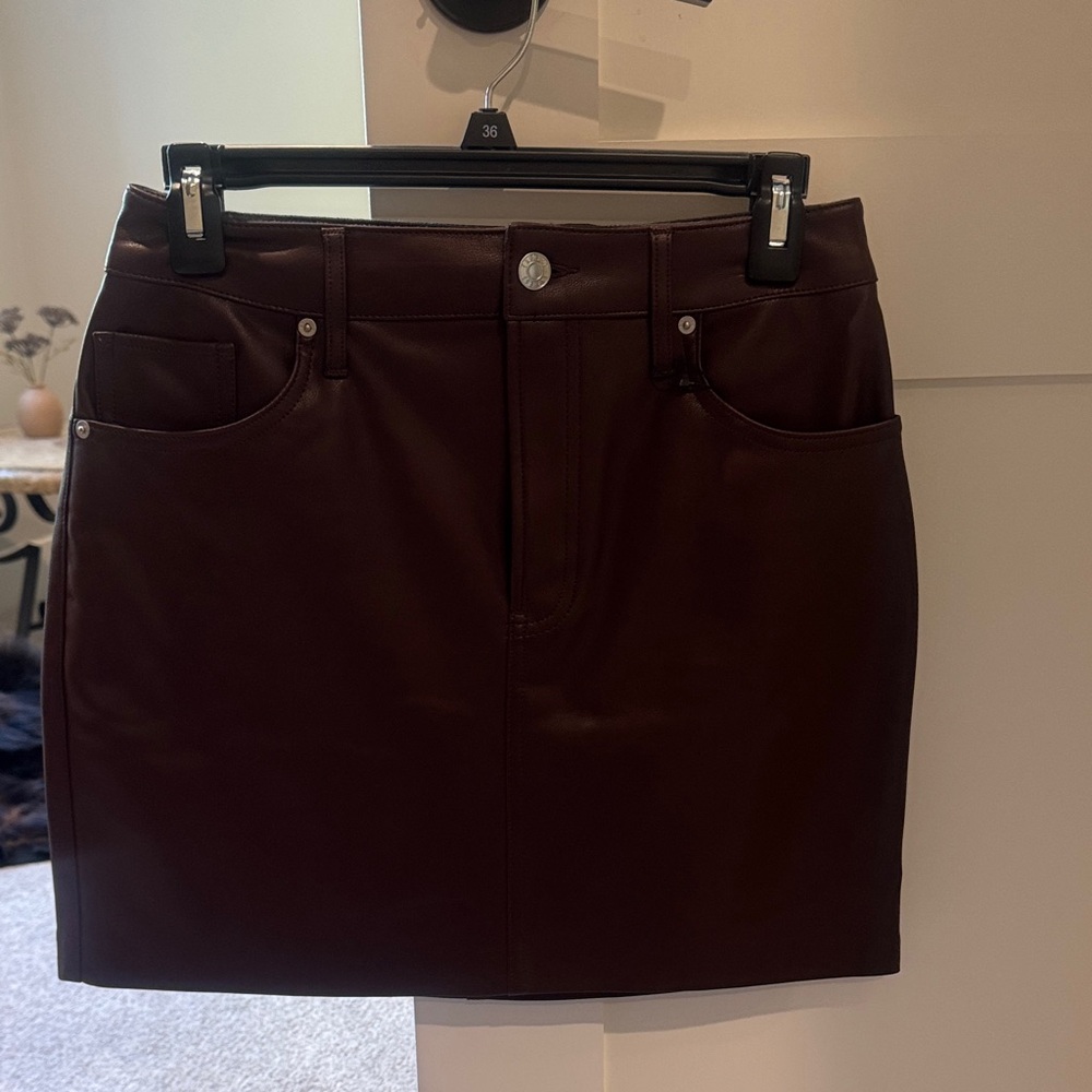 Express Dark Brown Mini Skirt leather
